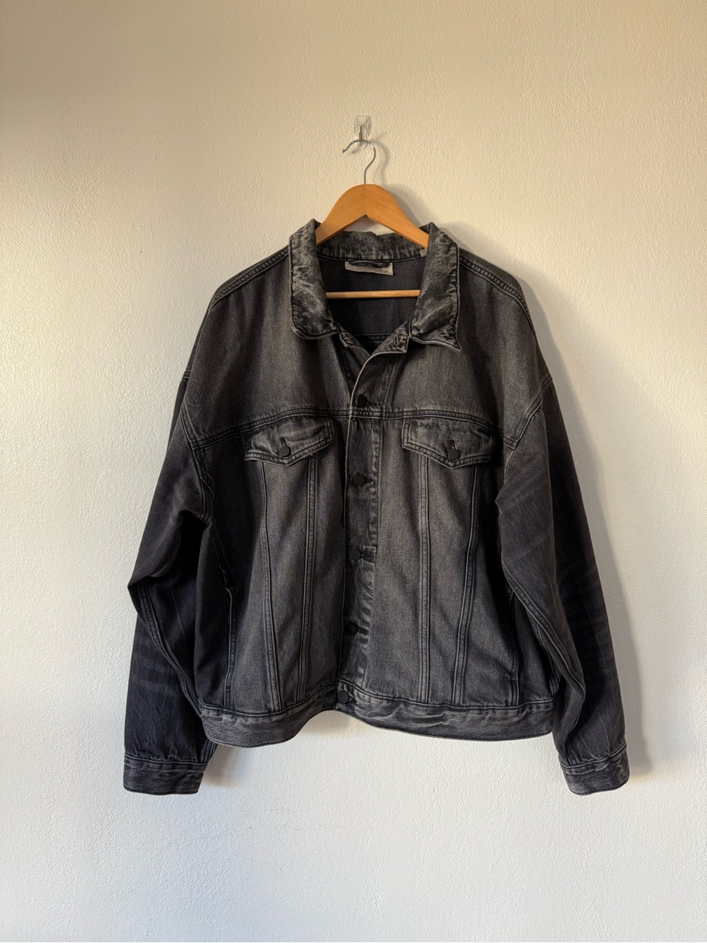 Essentials Washed Black Denim Shirt Jacket